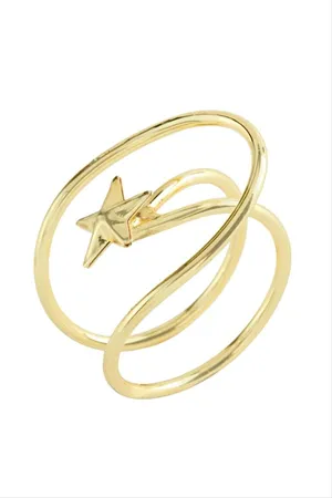 Yıldız Oval Metal Yüzük - Sarı