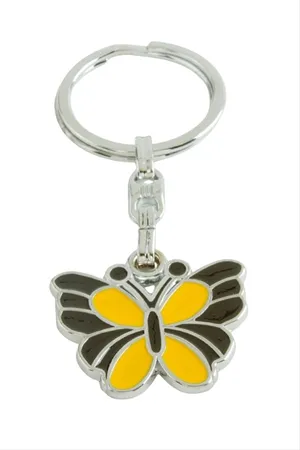 Kelebek Metal Anahtarlık - Sarı