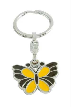 Kelebek Metal Anahtarlık - Sarı
