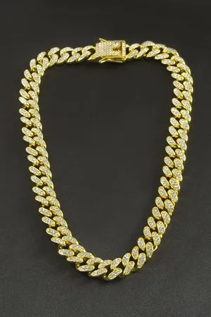 Chain Zirkon Taşlı Lüks Çelik Kolye - Sarı