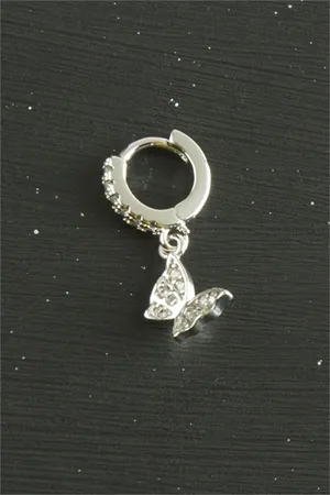 Kelebek Lüks Çelik Kulak Burun Piercing 1 Adet - Gümüş Rengi