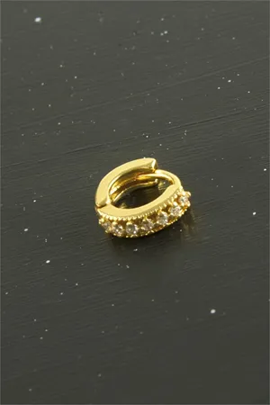 Zirkon Taşlı Çelik Kulak Burun Piercing 1 Adet - Gümüş Rengi