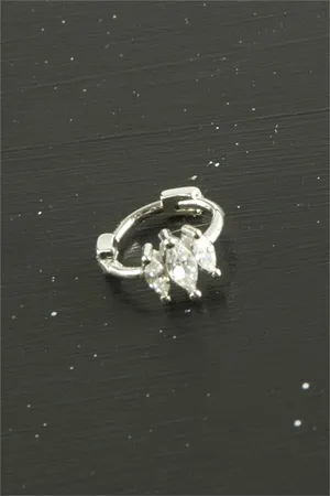 Zikzak Lüks Çelik Kulak Burun Piercing 1 Adet - Gümüş Rengi