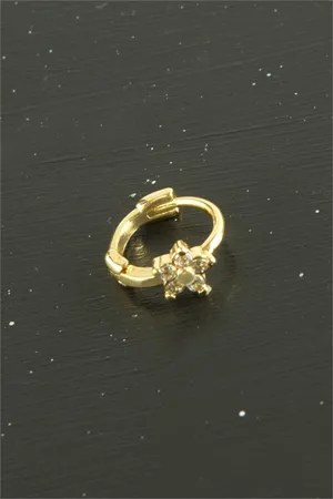 Çiçek Lüks Çelik Kulak Burun Piercing 1 Adet - Sarı