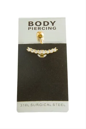 Oval Lüks Çelik Göbek Piercing 1 Adet - Sarı