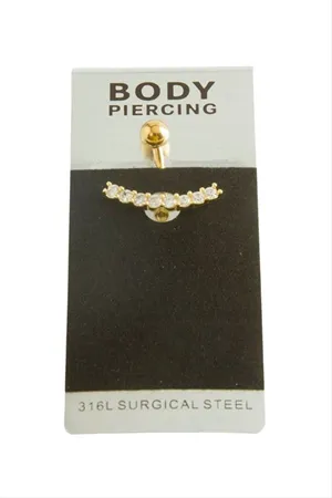 Oval Lüks Çelik Göbek Piercing 1 Adet - Gümüş Rengi