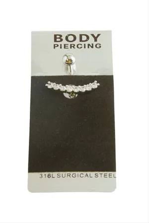 Oval Lüks Çelik Göbek Piercing 1 Adet - Gümüş Rengi