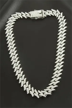 Chain Zirkon Taşlı Lüks Çelik Kolye - Gümüş Rengi