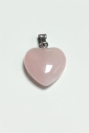 Pembe Kuvars Kalpli Doğaltaş Kolye Ucu Küçük 1,5 cm - Açık Pembe