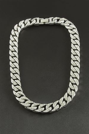 Chain Düz Zirkon Taşlı Lüks Çelik Kolye - Gümüş Rengi