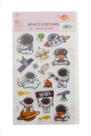 Astronot Kabartmalı Sticker - Beyaz
