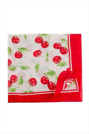 Kiraz Desenli Bandana 50*50 - Kırmızı