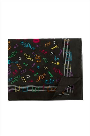 Nota Desenli Bandana 50*50 - Siyah