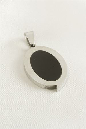 Oval  Çelik Kolye Ucu 3 cm - Gümüş Rengi