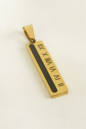 Roma Rakamlı Çelik Kolye Ucu 0,8*3,5 cm - Sarı