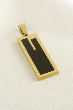 Dikdörtgen Çelik Kolye Ucu 1,3*3,8 cm - Gümüş Rengi
