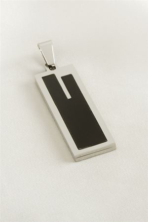 Dikdörtgen Çelik Kolye Ucu 1,3*3,8 cm - Gümüş Rengi