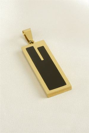 Dikdörtgen Çelik Kolye Ucu 1,3*3,8 cm - Sarı