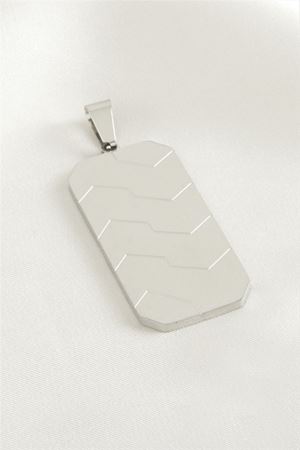 Dikdörtgen Çelik Kolye Ucu 2*4 cm - Gümüş Rengi