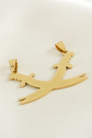 Hz. Ali Yazılı Çelik Kolye Ucu 4 cm - Sarı