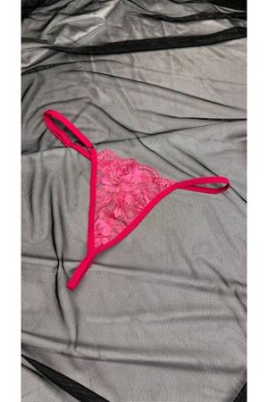 Kadın Pembe Transparan Dantel Tanga Külot