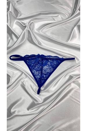 Kadın Mavi Transparan Dantel Tanga Külot