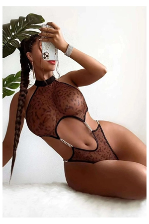 Leopar Desenli Büyük Bedenlere Uygun Babydoll