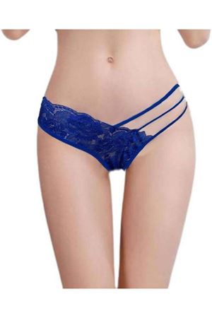 Kadın Mavi Dantelli Şerit Detaylı String Külot