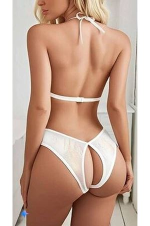 Kadın Beyaz Dantel Detaylı Babydoll
