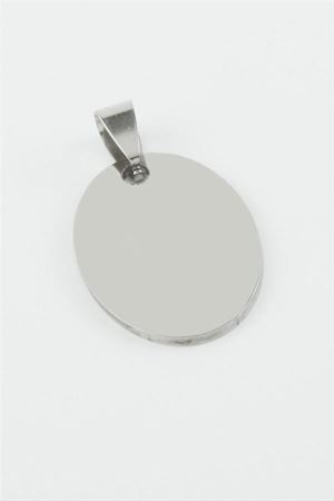 Oval İsim Yazılabilir Çelik Kolye Ucu 3*4,5 cm - Gümüş Rengi