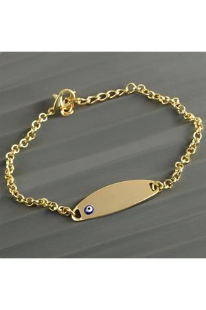 Oval İsim Yazılabilir Boş Plaka Bileklik - Sarı