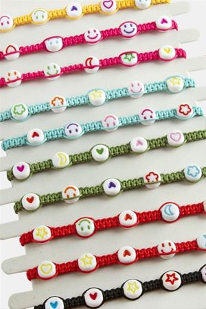 Emoji Makrome Örgülü Bileklik - Karışık Renk 1