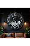 Çarklı Duvar Saati Gümüş Detaylı 59 cm