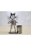 Metal Akordiyon Çalan Müzisyen Kedi Müzisyen Saat Ve Kalemlik