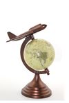25x15 cm Pirinç Uçak Tasarımlı Dünya Küre