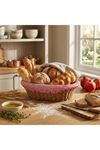 Oval Renkli Bezli İp Hasır Ekmek Sepeti