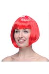 Kırmızı Küt Peruk Saç