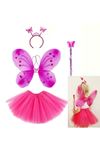 Fuşya Kelebek Kostüm Aksesuar Seti 4 Parça
