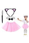 Pembe Renk Kedi Kostüm Seti - Tütü, Taç, Papyon, Kuyruk