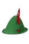 Peter Pan Şapkası Yeşil Renk Kırmızı Tüylü