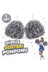1 Çift Gümüş Renk Okul Gösteri Ponponları Ekstra Dolgun