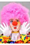 Pembe Renk Kıvırcık Bonus Peruk ve Kırmızı Burun Seti