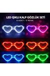 LED Işıklı Kalp Glow Pilli Parti Gözlüğü – 6 Adet / 5 Renk Set