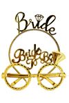 Bride Yazılı Taç ve Bride To Be Yazılı Gözlük Seti - Altın Renk
