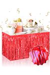 Kendinden Yapışkanlı Kırmızı Metalize Püsküllü Masa Eteği