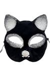 Siyah Gümüş Simli Kedi Maskesi