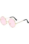 Yuvarlak Cam John Lennon Tarzı Gold Pembe Gözlük