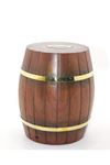 Pirinç Ahşap Fıçı Kumbara 18 Cm