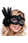 Siyah Tüylü Venedik Lüks Balo Maskesi