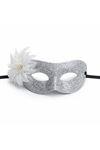 Gümüş Simli Tüylü Balo Maskesi